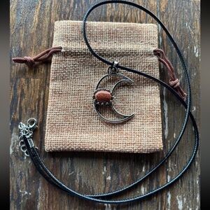 Goldstone Celestial Necklace Goldstone Necklace Crystal Moon Necklace